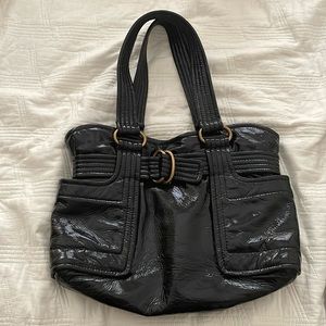 Kooba black patent leather shoulder bag